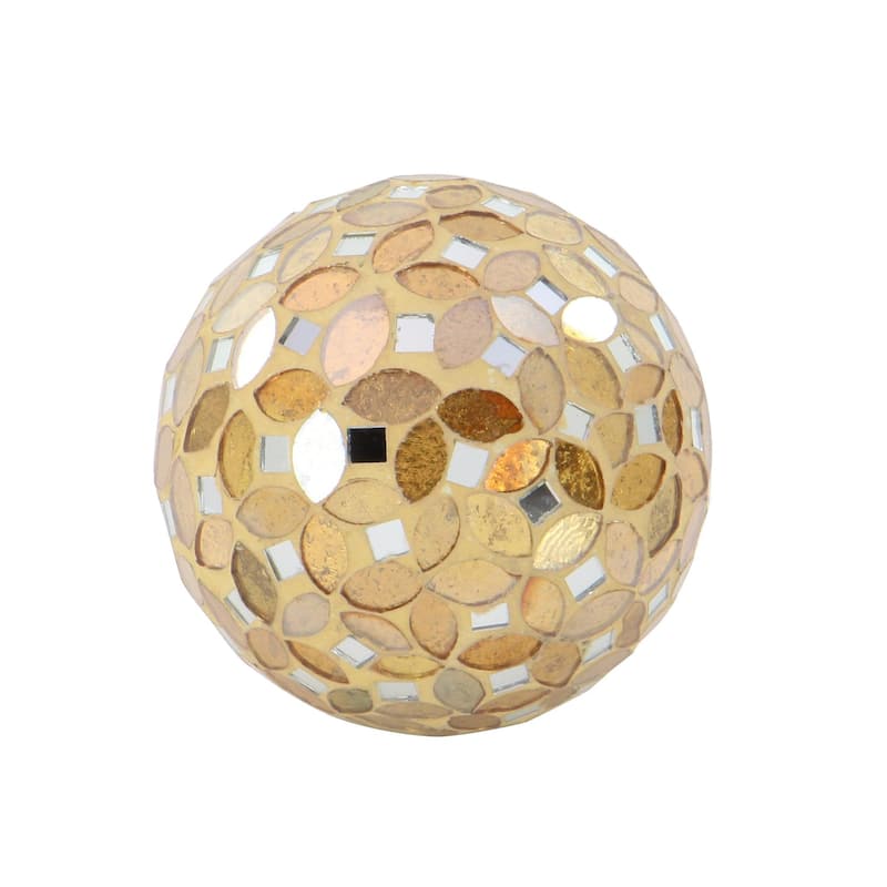 Glass Handmade Mosaic Decorative Orbs & Vase Filler - Set of 4 White or Gold - Roche River Decor