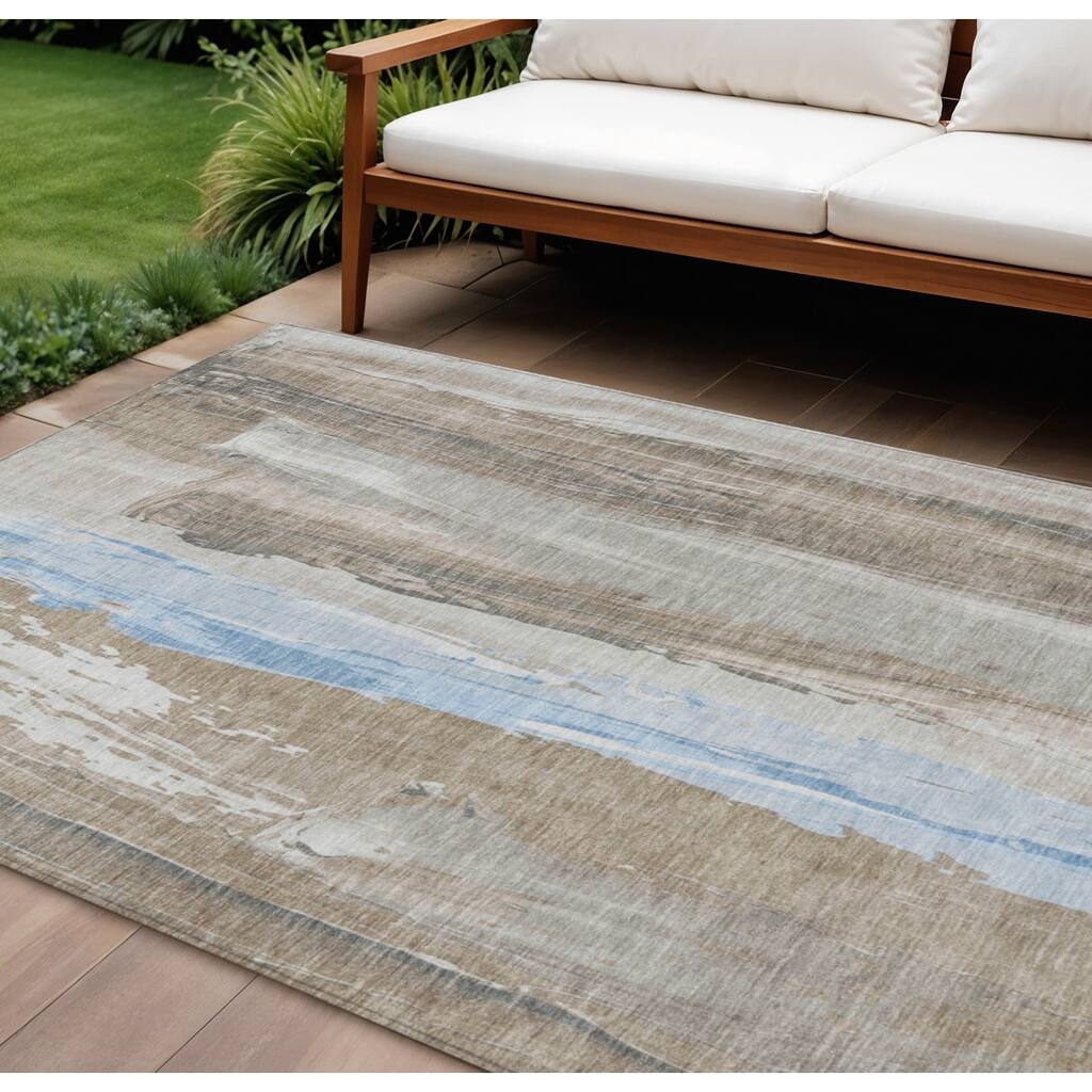 HomeRoots Abstract Transitional Rectangle Outdoor Rug