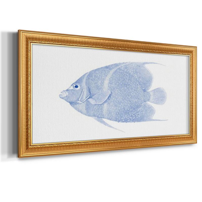 Blue & White Tropical Fish V Premium Framed Canvas- Ready to Hang