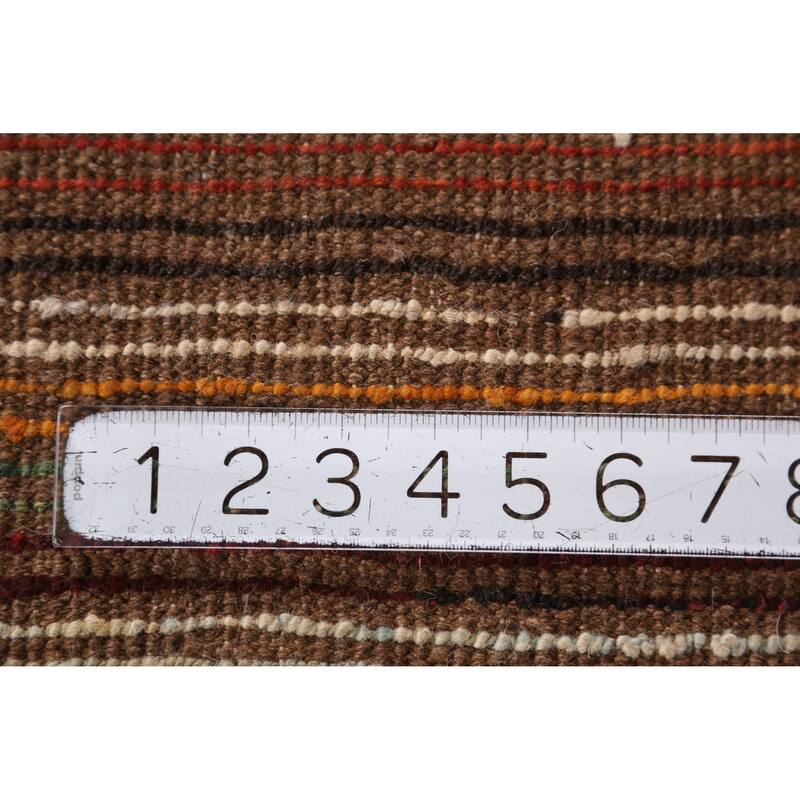 Striped Geometric Moroccan Oriental Area Rug Hand-Knotted Wool Carpet - 6'8" x 9'7"