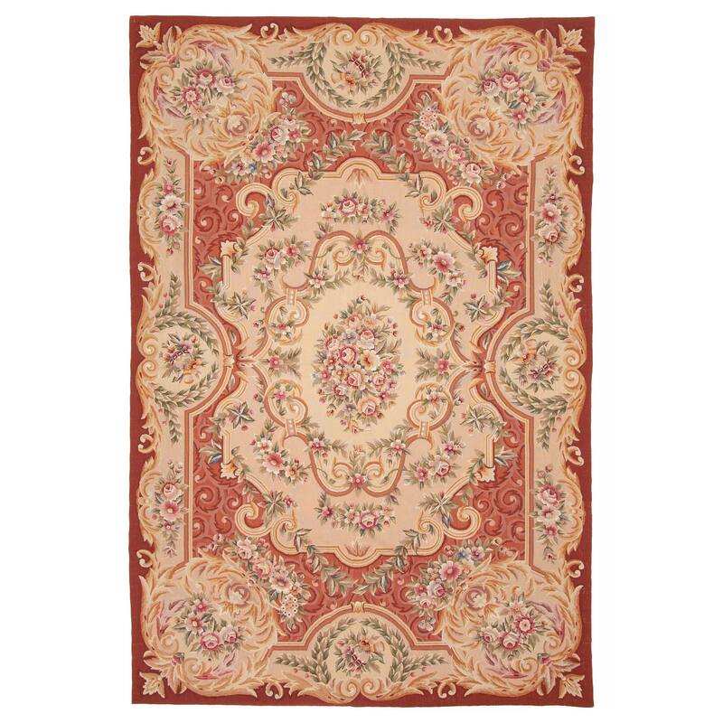 ECARPETGALLERY Flat-Weave Dynasty Red Cotton Tapestry Kilim - 5'10 x 8'8 - Red - 5'10 x 8'8