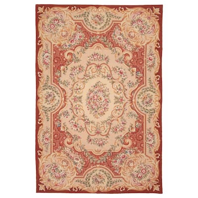 ECARPETGALLERY Flat-Weave Dynasty Red Cotton Tapestry Kilim - 5'10 x 8'8