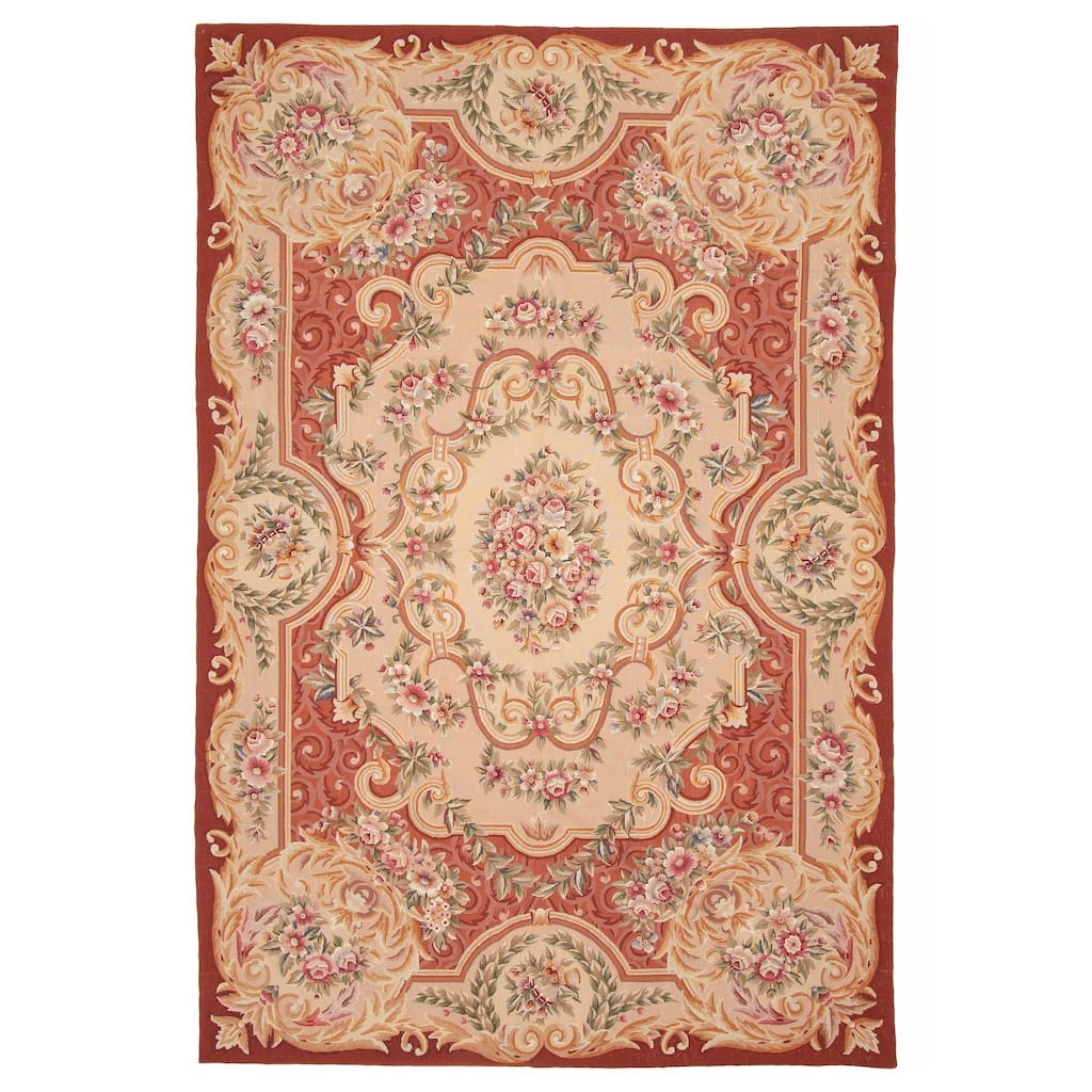 ECARPETGALLERY Flat-Weave Dynasty Red Cotton Tapestry Kilim - 5'10 x 8'8