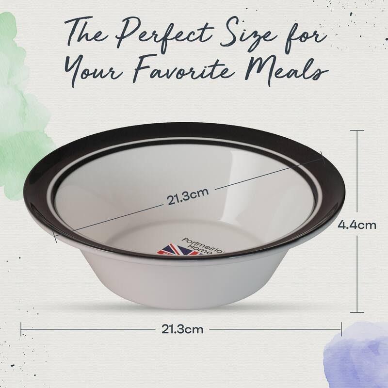 Portmeirion Set of 4 Potters Stripe Oatmeal Bowls - 6.5" D x 2" H