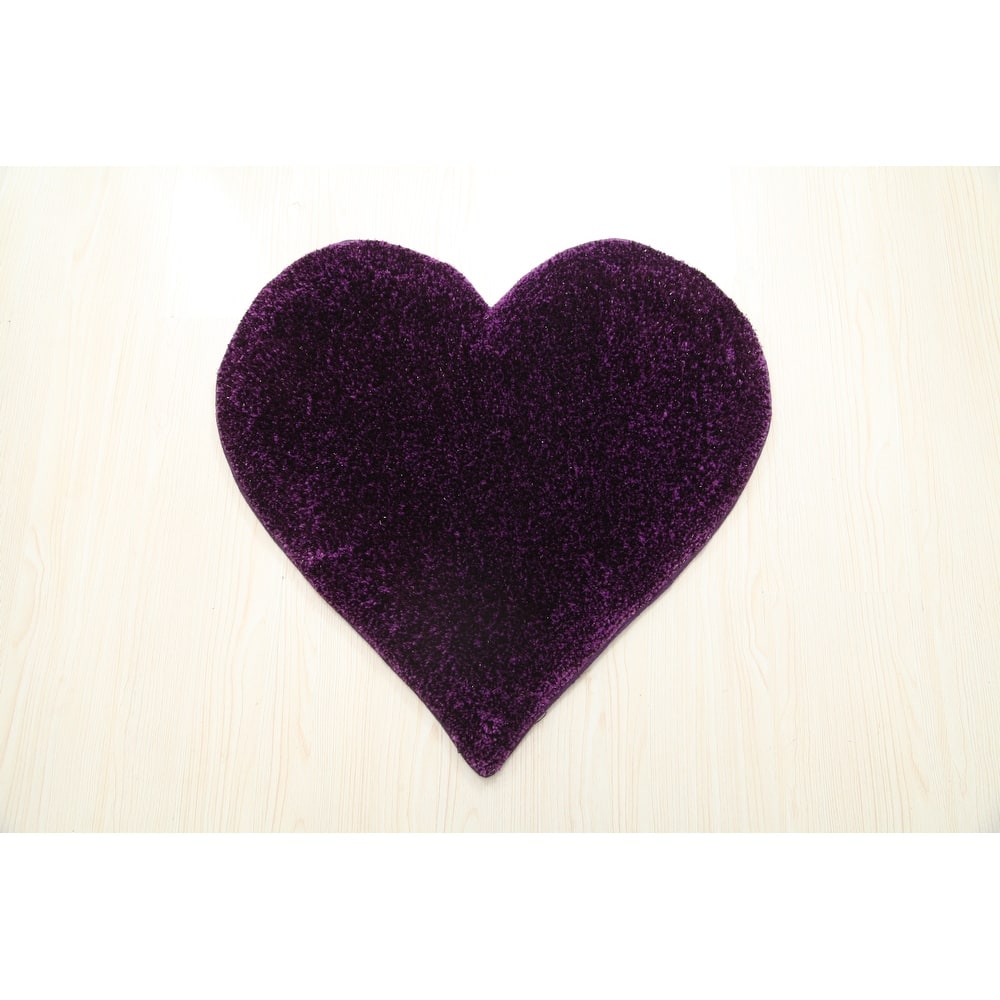 Hearts Collection Hand Woven Shag Area Rug - 24" x 24"