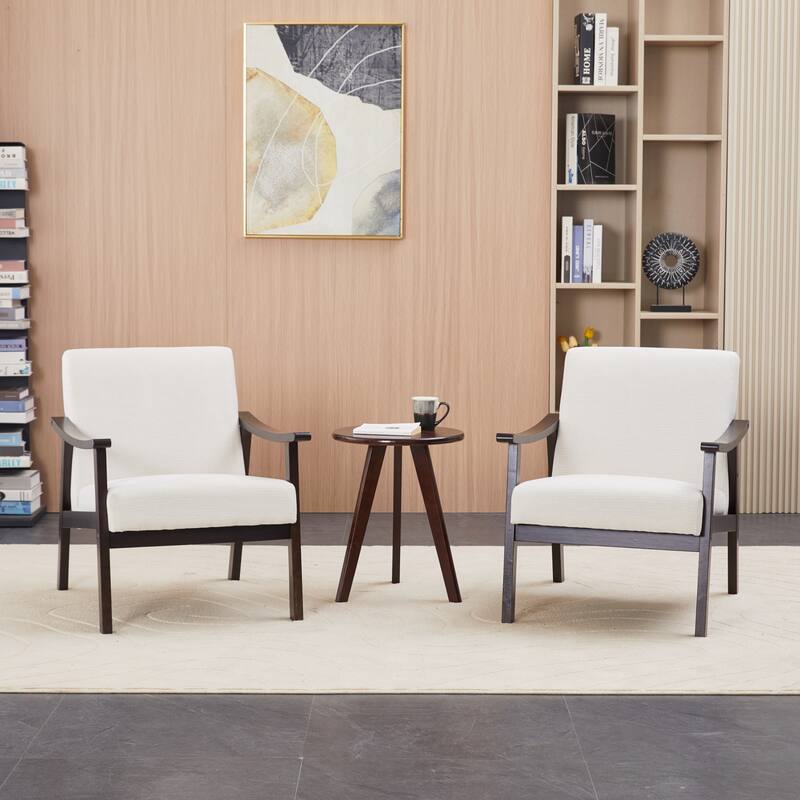 Modern Armchair with High Back Upholstered Chair, Solid Wood Legs
