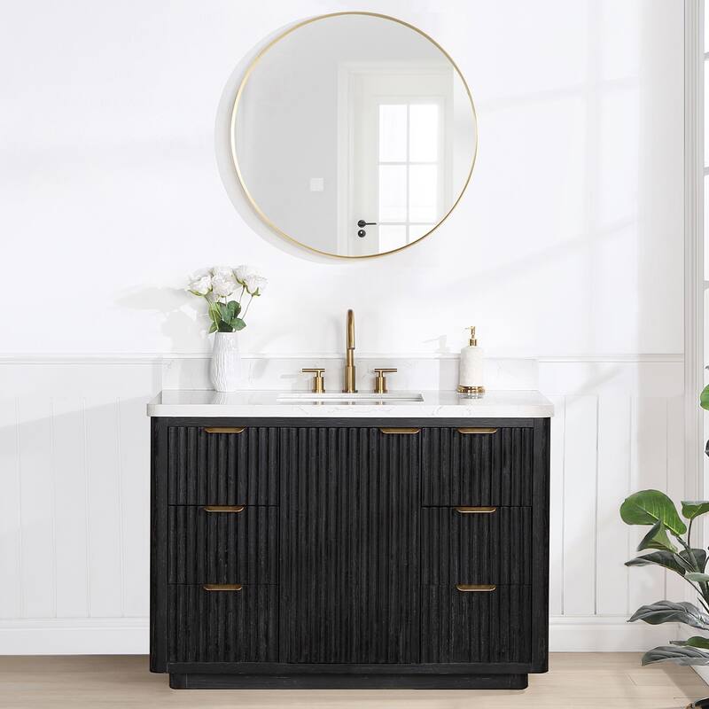 Cadiz Bath Vanity with Composite Stone Top and Mirror