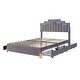 preview thumbnail 23 of 25, Queen Size Velvet Upholstered Platform Bed with 4 Drawers and 16 Colors and 4 Patterns RGB Lights, Irregular Metal Bed Legs
