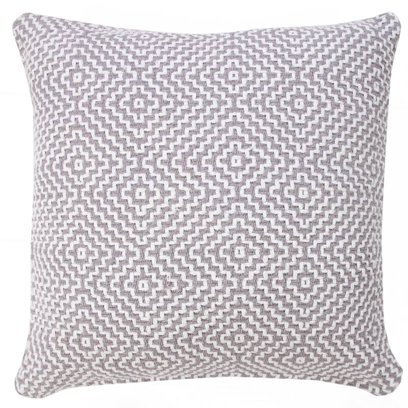 Sevita Diamond Delight Woven Geometric Throw Pillow - 20" x 20" - Polyester - Gray/White