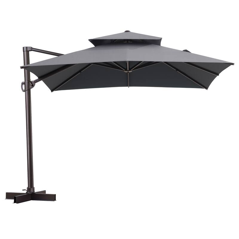 Outdoor Patio Cantilever Offset Umbrella 10 ft Square Double Top without Base