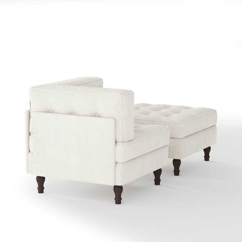 Corduroy L-shape Modular Corner Sectional Sofa with Reversible Storage Ottoman