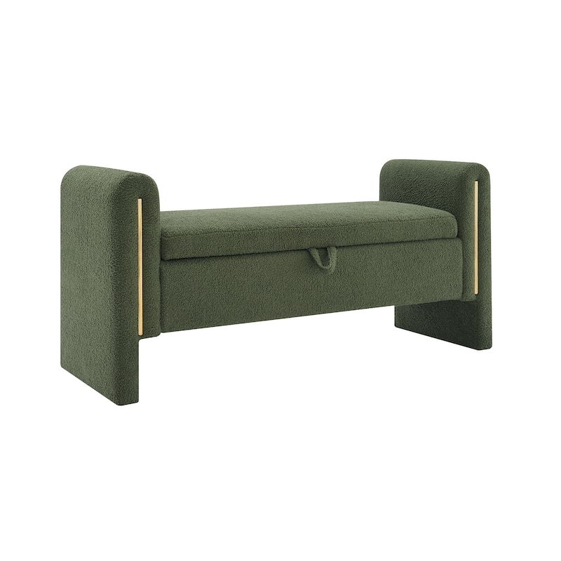 Christopher Knight Home - Athena Modern Teddy Fabric Bed-End Storage Bench with Arms