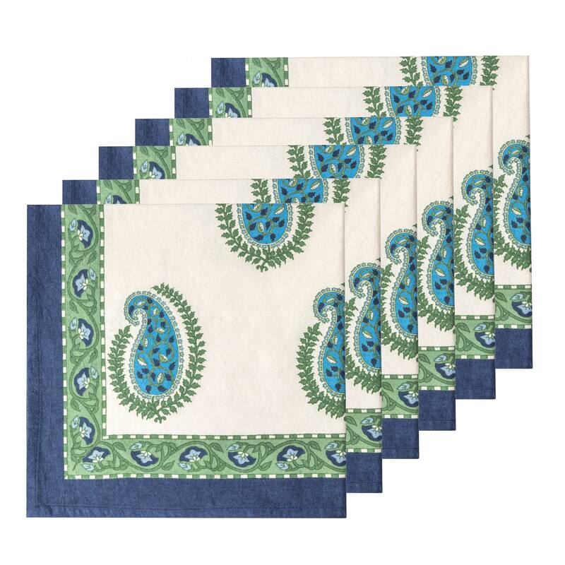 Couleur Nature Cassis Napkins - Set of 6 - Blue/Green - Set of 6