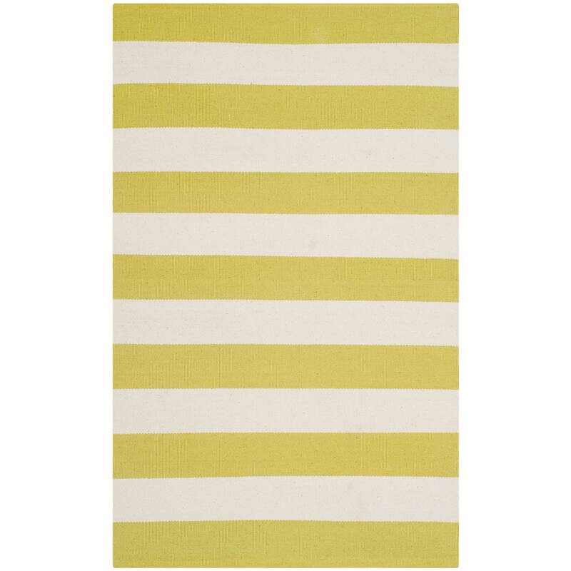 SAFAVIEH Handmade Montauk Caspian Stripe Cotton Flatweave Rug - 2'6" x 4' - Green/Ivory
