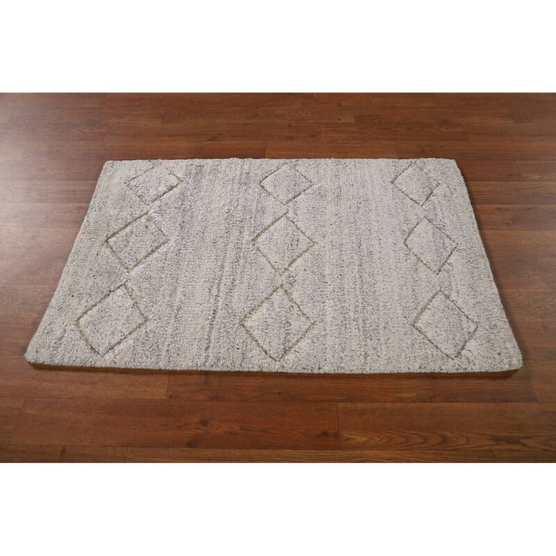 Moroccan Oriental Accent Rug Handmade Geometric Wool Carpet - 2'0"x 3'0"