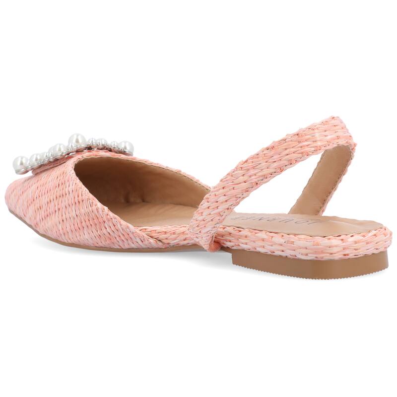 Journee Collection Women's Medium and Wide Width Hannae Sling Back Pointed Toe Flats