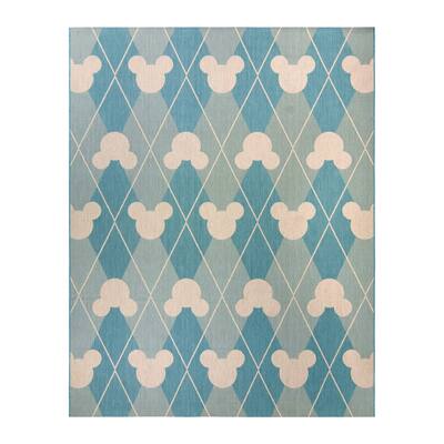 Disney Mickey Mouse Oasis Blue Argyle Indoor/Outdoor Area Rug