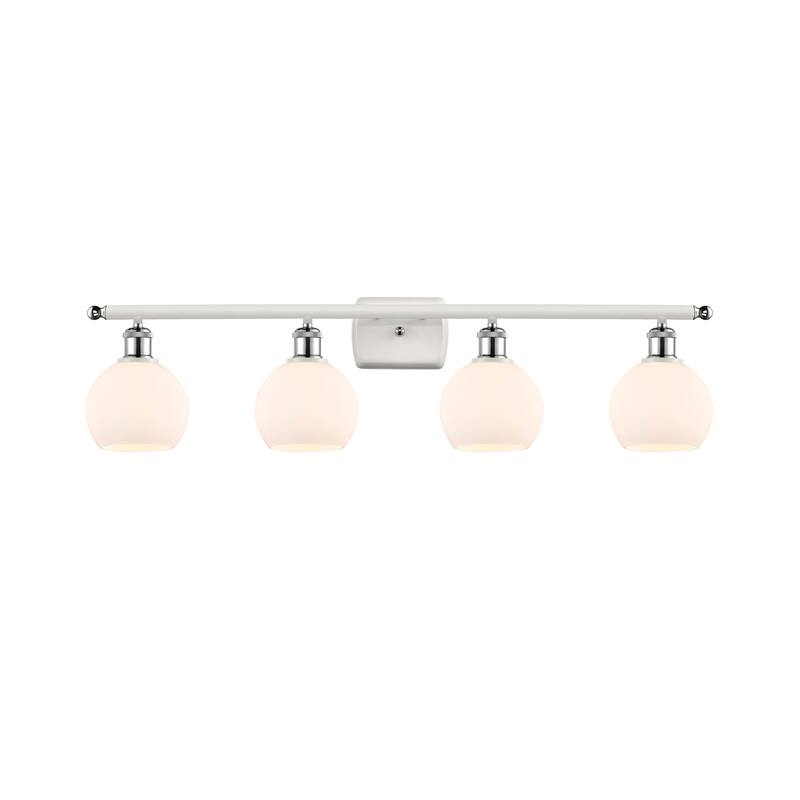 Innovations Lighting Athens - 4 Light 36" Bath Vanity Light - 6" Shade - Matte White/White and Polished Chrome Finish