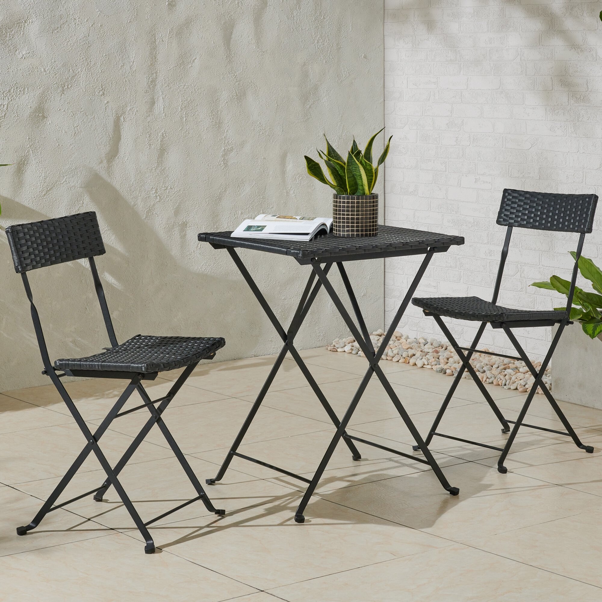 3 piece folding table shop and chair set