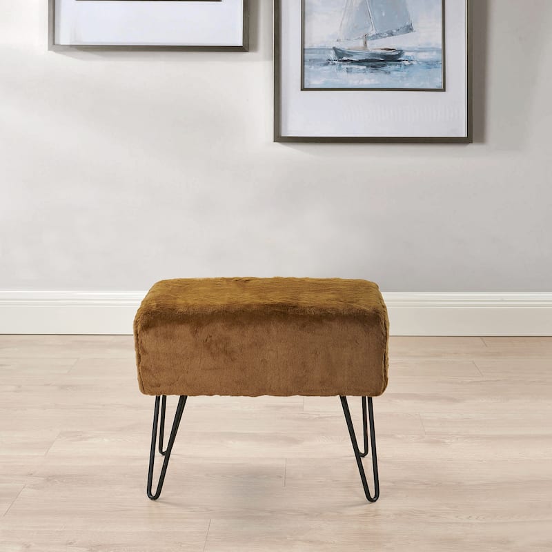Serenta Solid Color Fauxfur Ottoman