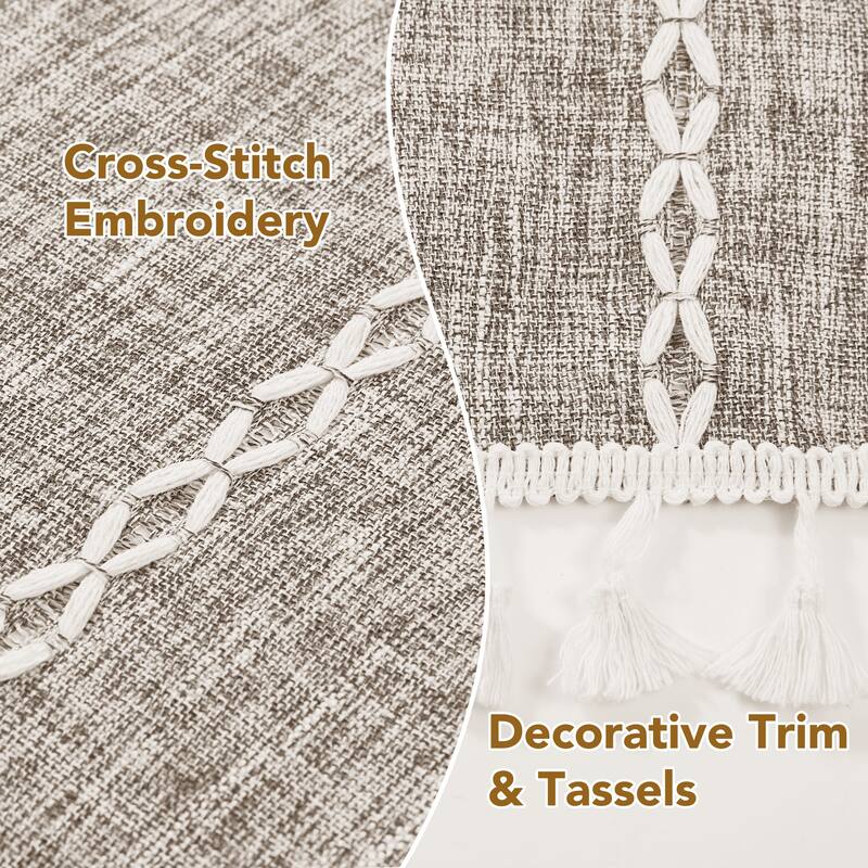 Deconovo Boho Sheer Curtain with Tassels & Embroidery 1 Panel