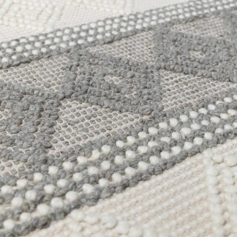 Hauteloom Bolinger Wool Living Room, Bedroom Area Rug - White - 2' x 3'