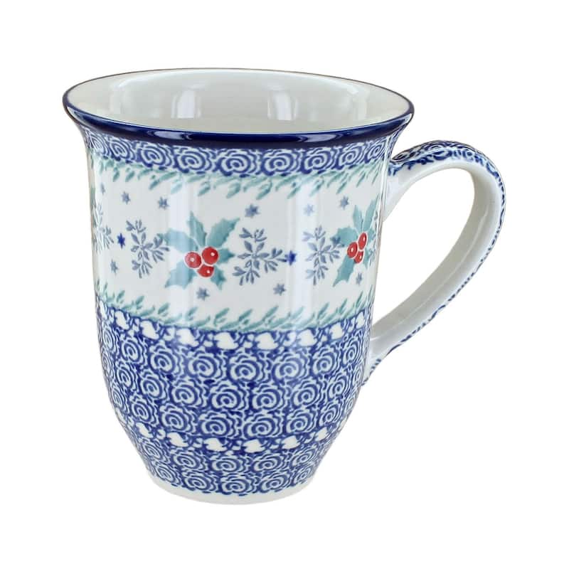 Blue Rose Polish Pottery 826 Ceramika Artystyczna Large Coffee Mug - December Joy