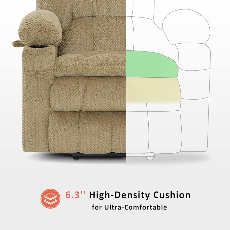MCombo Large Dual Motor Power Lift Recliner Chair Sofa with Massage and Heat for Tall Elderly People, Fabric 7896