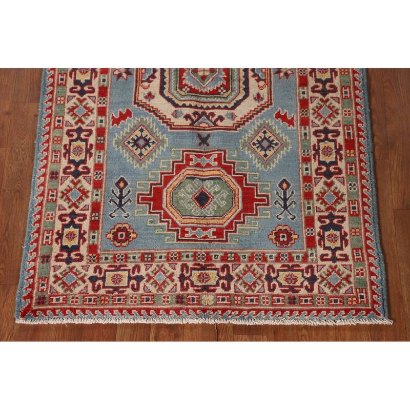 Light Blue Kazak Accent Rug Hand-Knotted Wool Carpet - 3'0"x 5'1"