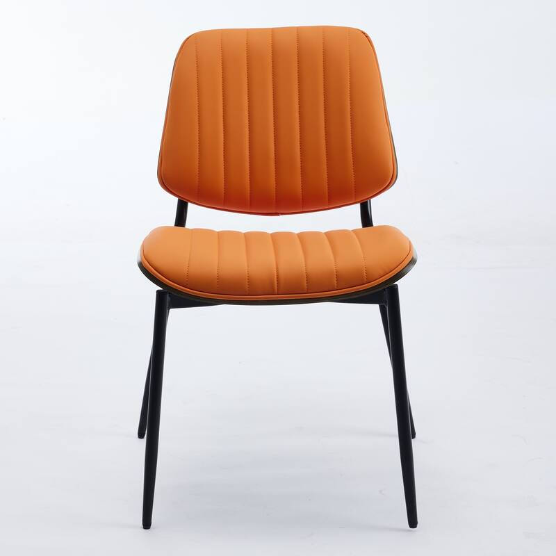 Modern Style Dining Chairs Set of 2, PU Leather Dining Chair with Metal Legs