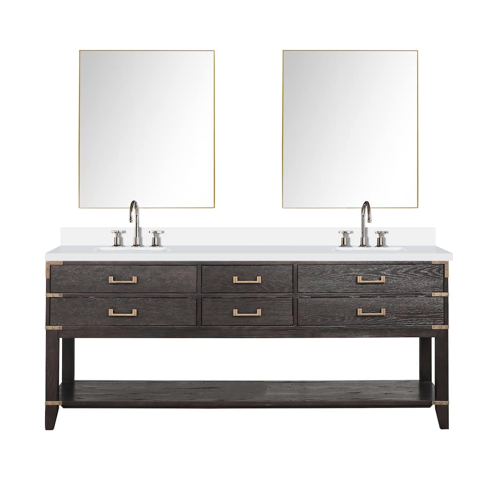 Norwalk 60 in W x 22 in D Black Oak Double Bath Vanity.