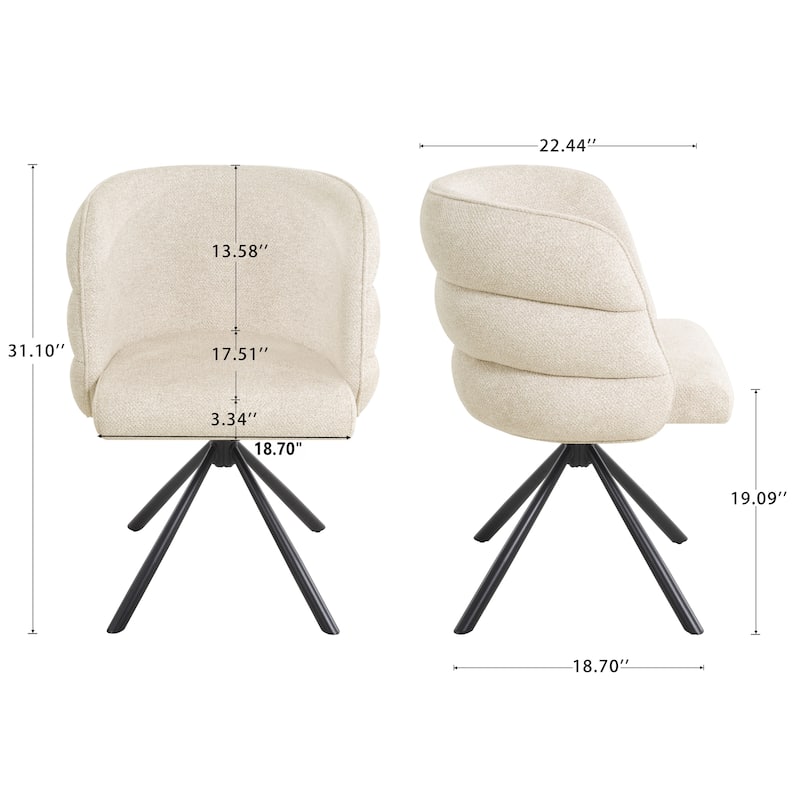270° Swivel Home Office Desk Chairs Set of 2,Modern Dining Chairs, Upholstered Bedroom Chairs with Metal Base,Makeup Chair