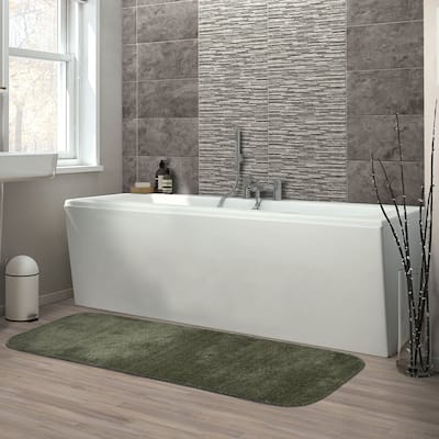 Traditional Plush Deep Fern Washable Nylon Bathroom Rug