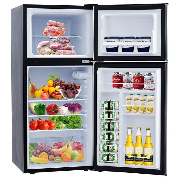 4.5 Cu.Ft Mini Fridge with Freezer Freestanding Energy Efficient Compact Refrigerator for Bedroom Office Dorm White
