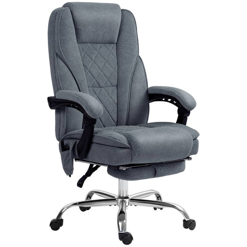 Massage Office Chair with Foot Rest, Heated Reclining Desk Chair with 6 Vibration Points. - Grey