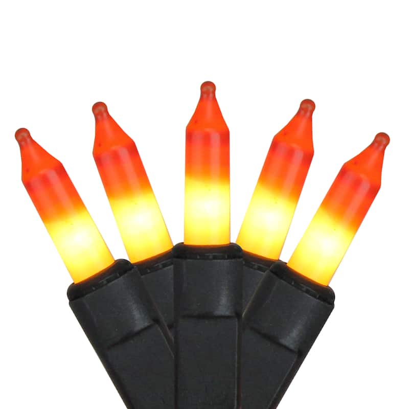 50-Count Yellow and Orange Candy Corn Mini Halloween Light Set Black Wire