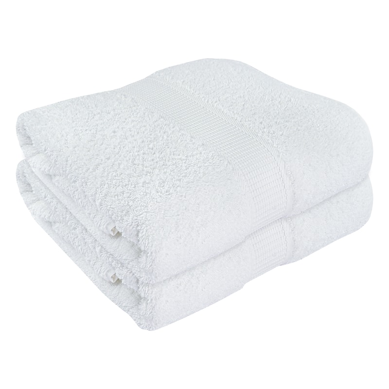 Large Bath Towel - Ultra-Absorbent Natural Cotton Bath Sheet Towel for Bathroom - 35 x 70 Inches Thick Luxury Bath Towel - White - Pack of 2