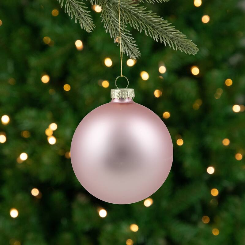 9ct Shiny Matte Pink Gold Glass Ball Christmas Ornaments 2.5" (65mm)