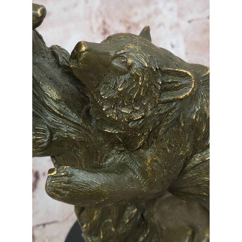 Playful Bear And Cub Bronze Figurine – Forest Wildlife Decor