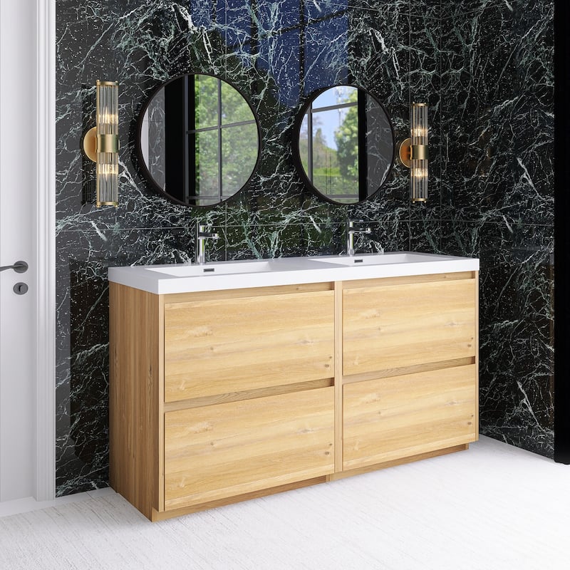 Freestanding Bathroom Vanity with Integrated Resin Top