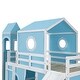 preview thumbnail 13 of 13, Playhouse Twin Size Loft Bed with Slide Pink Tent and Tower,Spacious Under Bed Space for Kids