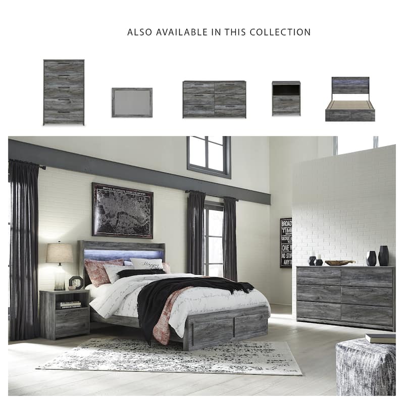 Baystorm Weathered Gray Panel Bed with Footboard Storage Drawers