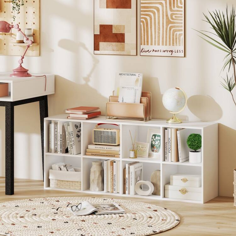 Engineered Wood 8-Cube Bookcase with Anti-Tip Kits - 48" L x 11.5" W x 24" H