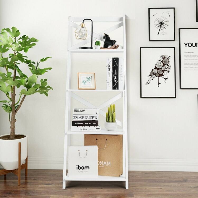 4-Tier Wood Display Storage Bookshelf - 20.0" x 18.1" x 56.3" (L x W x H)