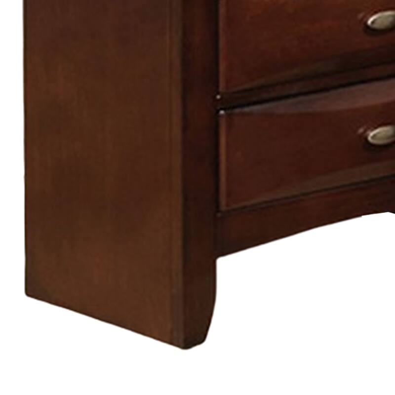 Cherry Brown/ Nickel 3 Drawer 25.5 in. W Nightstand with Sturdy Hardware and Ample Storage