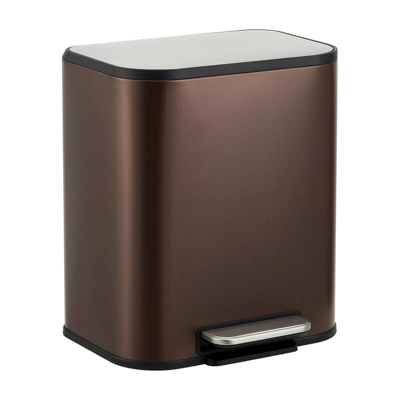 5.3 Gallon Trash Can with Soft Close Lid for Bathroom, Kitchen, Home, Office - Brown