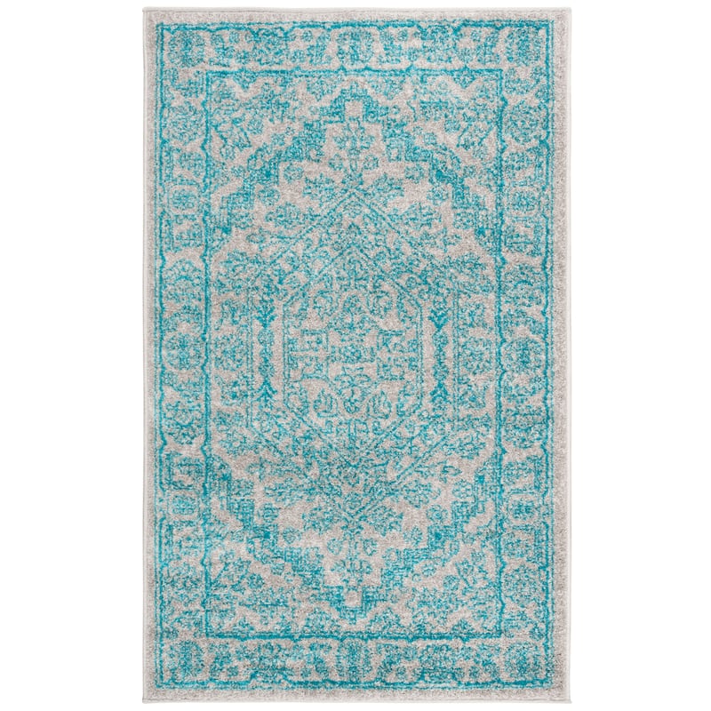 SAFAVIEH Adirondack Sian Rustic Oriental Medallion Rug - 3' x 5' - Light Grey/Teal
