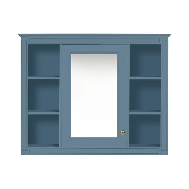GDFStudio - Riggs Modern Wall-Mounted Bathroom Storage Cabinet with Mirror and Open Shelves (Not Include Bathroom Vanity)