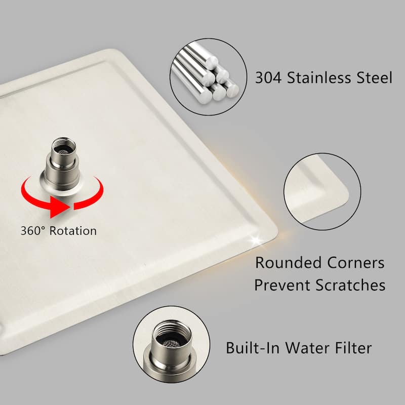 8" Square High Pressure Rain Shower Head,304 Stainless Steel Rain Shower Head - 8"X8"
