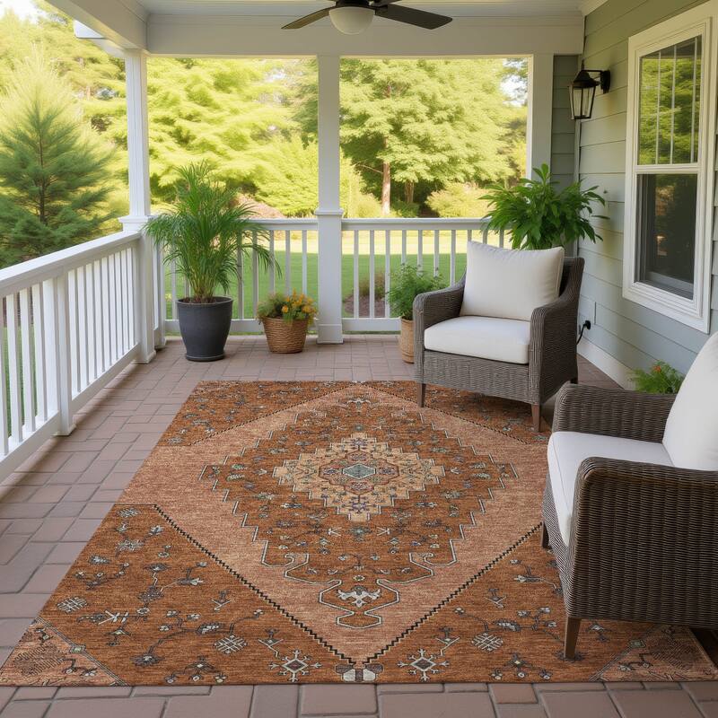 Machine Washable Indoor/ Outdoor Global Marrakesh Chantille Rug - Paprika - 5' x 7'6"